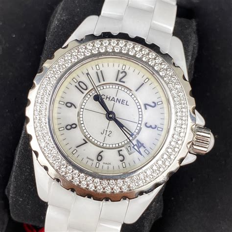 chanel j12 white ceramic diamond bezel watch